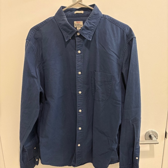 J. Crew Navy Slim Untucked Oxford Shirt, size L - Picture 1 of 3